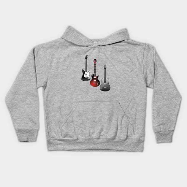 Rock And Roll Guitar Kids Hoodie by tfortwo